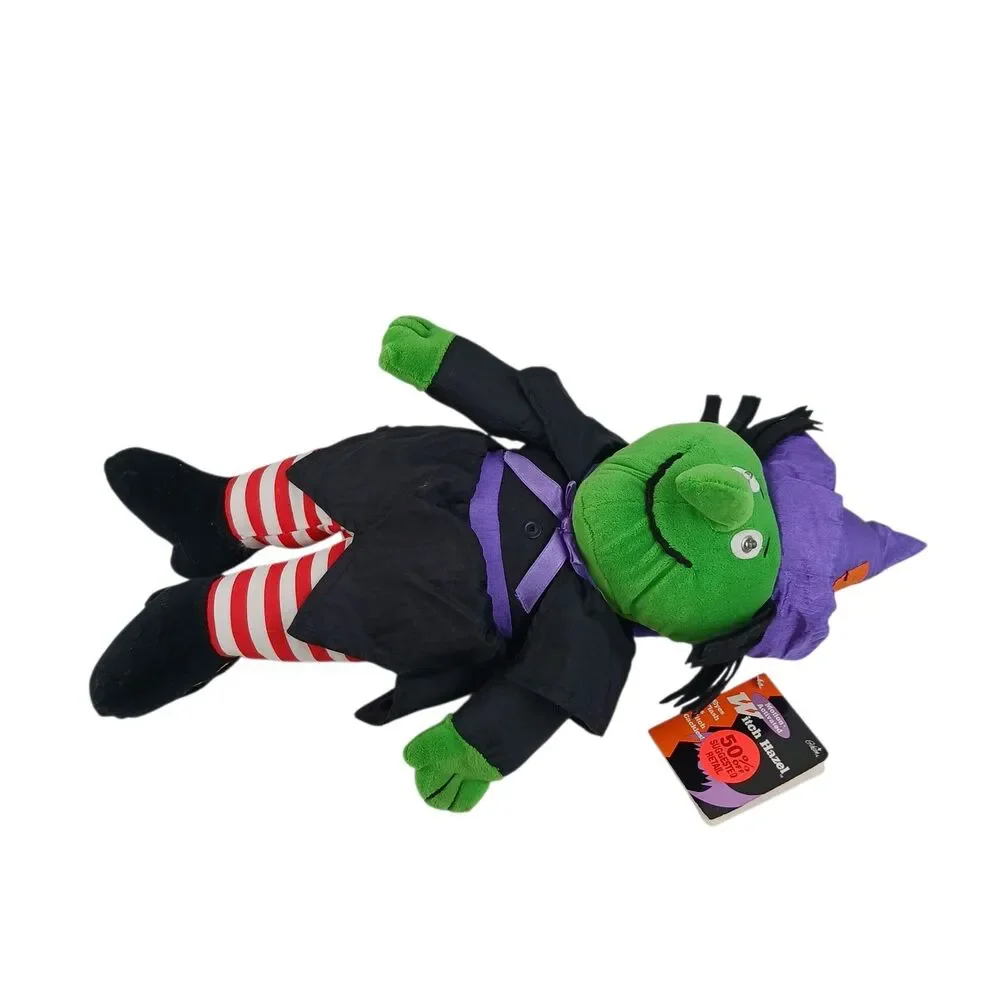 Gibson Greetings Green Witch Plush Halloween Decoration 90s Cackles Eyes Light